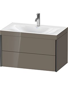 Duravit XViu vanity unit XV4615OB289C 80x48cm, 2 drawers, 2000 tap hole, matt black, Rahmen C, flannel gray high gloss