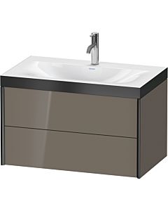 Duravit XViu vanity unit XV4615OB289P 80x48cm, 2 drawers, 2000 tap hole, matt black, Rahmen P, flannel gray high gloss