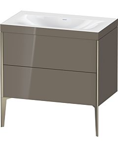 Duravit XViu vanity unit XV4710NB189C 80x48cm, 2 pull-outs, without tap hole, matt champagne, Rahmen C, flannel gray high gloss