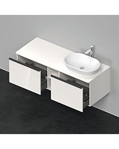 Duravit D-Neo meuble sous-lavabo DE4950R2222 140 x 55 cm, Weiß Hochglanz , suspendu, 2 tiroirs, console 2000 , vasque à droite