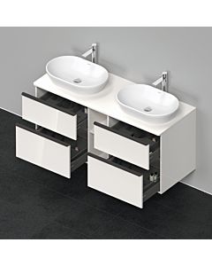 Duravit D-Neo meuble sous-lavabo DE4970B2222 140 x 55 cm, Weiß Hochglanz , suspendu, 4 tiroirs, console 2000 , vasque des deux côtés