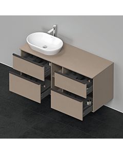 Duravit D-Neo meuble sous-vasque DE4970L7575 140 x 55 cm, Leinen , suspendu, 4 tiroirs, 2000 , vasque à gauche