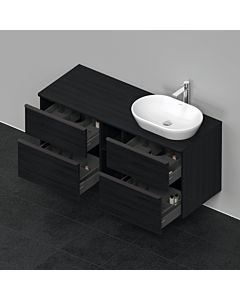 Duravit D-Neo meuble sous-vasque DE4970R1616 140 x 55 cm, chêne noir, suspendu, 4 tiroirs, dessus console 2000 , vasque à droite