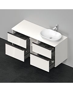 Duravit D-Neo meuble sous-vasque DE4970R2222 140 x 55 cm, Weiß Hochglanz , suspendu, 4 tiroirs, 2000 dessus console, vasque à droite