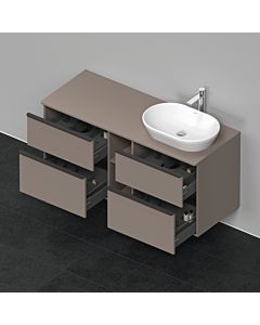 Duravit D-Neo meuble sous-vasque DE4970R4343 140 x 55 cm, Basalt Matt , suspendu, 4 tiroirs, 2000 dessus console, vasque à droite