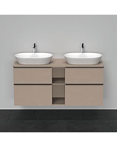 Duravit D-Neo meuble sous-vasque DE4970B7575 140 x 55 cm, Leinen , suspendu, 4 tiroirs, console 2000 , vasque des deux côtés