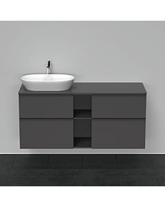 Duravit D-Neo vanity unit DE4970L4949 140 x 55 cm, Graphit Matt , wall-hung, 4 drawers, 2000 console plate, basin on the left