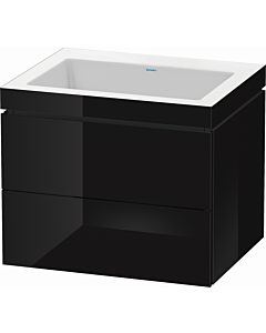 L-Cube Duravit vasque LC6926N4040 60 x 48 cm, sans trou pour robinet, noir brillant, 2 tiroirs