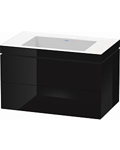 L-Cube Duravit vasque LC6927N4040 80 x 48 cm, sans trou pour robinet, noir brillant, 2 tiroirs