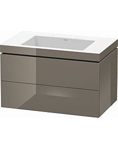 Duravit L-Cube vanity unit LC6927N8989 80 x 48 cm, without tap hole, flannel gray high gloss, 2 drawers