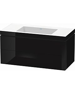 L-Cube Duravit vasque LC6928N4040 100 x 48 cm, sans trou pour robinet, noir brillant, 2 tiroirs