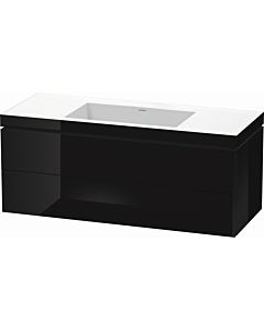 Duravit L-Cube vanity unit LC6929N4040 120 x 48 cm, without tap hole, black high gloss, 2 drawers
