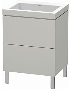 Duravit L-Cube vanity unit LC6936N0707 60 x 48 cm, without tap hole, concrete gray matt, 2 pull-outs, floor-standing