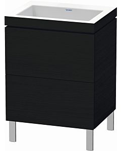 Duravit L-Cube vanity unit LC6936N1616 60 x 48 cm, without tap hole, black oak, 2 pull-outs, floor-standing