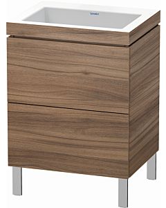 Duravit L-Cube vanity unit LC6936N7979 60 x 48 cm, without tap hole, natural walnut, 2 pull-outs, floor-standing