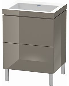 Duravit L-Cube vanity unit LC6936N8989 60 x 48 cm, without tap hole, flannel gray high gloss, 2 pull-outs, floor-standing