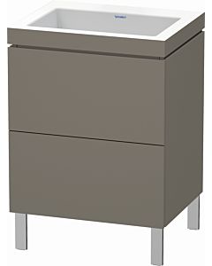 Duravit L-Cube vanity unit LC6936N9090 60 x 48 cm, without tap hole, flannel gray silk matt, 2 pull-outs, floor-standing