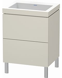 Duravit L-Cube vanity unit LC6936N9191 60 x 48 cm, without tap hole, matt taupe, 2 pull-outs, floor-standing