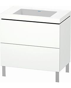 Duravit L-Cube vanity unit LC6937N1818 80 x 48 cm, without tap hole, matt white, 2 pull-outs, floor-standing