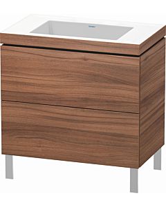 Duravit L-Cube vanity unit LC6937N7979 80 x 48 cm, without tap hole, natural walnut, 2 pull-outs, floor-standing