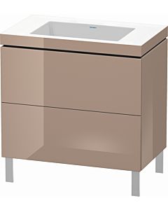 Duravit L-Cube vanity unit LC6937N8686 80 x 48 cm, without tap hole, cappuccino high gloss, 2 pull-outs, floor-standing