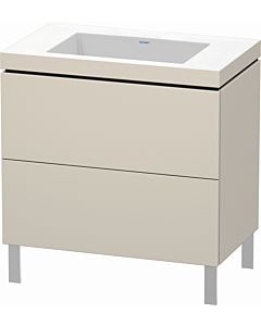 Duravit L-Cube vanity unit LC6937N9191 80 x 48 cm, without tap hole, matt taupe, 2 pull-outs, floor-standing