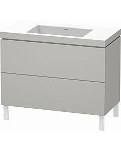 Duravit L-Cube vanity unit LC6938N0707 100 x 48 cm, without tap hole, matt concrete gray, 2 pull-outs, floor-standing
