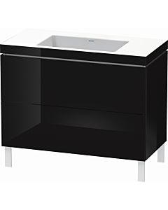 Duravit L-Cube vanity unit LC6938N4040 100 x 48 cm, without tap hole, black high gloss, 2 pull-outs, floor-standing