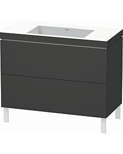 Duravit L-Cube vanity unit LC6938N4949 100 x 48 cm, without tap hole, graphite matt, 2 pull-outs, floor-standing