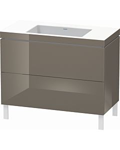Duravit L-Cube vanity unit LC6938N8989 100 x 48 cm, without tap hole, flannel gray high gloss, 2 pull-outs, floor-standing