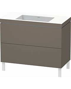 Duravit L-Cube vanity unit LC6938N9090 100 x 48 cm, without tap hole, flannel gray silk matt, 2 pull-outs, floor-standing