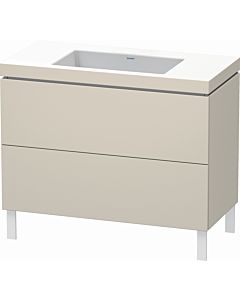 Duravit L-Cube vanity unit LC6938N9191 100 x 48 cm, without tap hole, matt taupe, 2 pull-outs, floor-standing