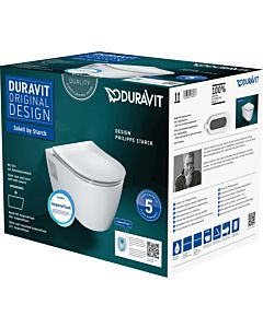Duravit Soleil by Starck Wand-Tiefspül-WC-Set 45860920A1 mit WC-Sitz, rimless, weiß Hygiene Glaze