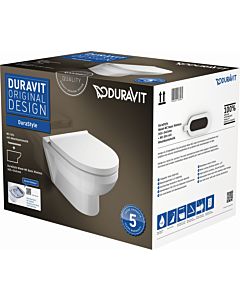 Duravit DuraStyle Basic Wand-WC Rimless® Set 45620900A1, weiss, mit WC-Sitz, rimless