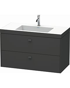 Duravit Brioso c-bonded washbasin with substructure BR4607O4949, 100x48cm, Graphit Matt , 2000 Hanloch