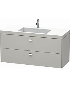 Duravit Brioso c-bonded washbasin with substructure BR4608O1007, 120x48cm, concrete gray / chrome, 2000 tap hole