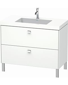 Duravit Brioso c-bonded washbasin with substructure BR4702O1018, 100x48cm, Weiß Matt / chrome, 2000 tap hole
