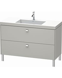 Duravit Brioso c-bonded washbasin with substructure BR4703O1007, 120x48cm, concrete gray / chrome, 2000 tap hole