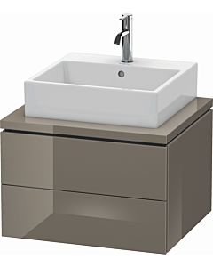 Duravit L-Cube vanity unit LC581508989 62 x 54.7 cm, flannel gray high gloss, for console, 2 drawers