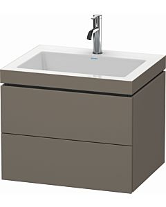 Duravit L-Cube vanity unit LC6926O9090 60 x48 cm, 2000 tap hole, flannel gray silk matt, 2 drawers