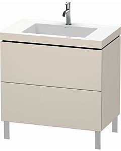 Duravit L-Cube vanity unit LC6937O9191 80 x 48 cm, 2000 tap hole, matt taupe, 2 pull-outs, floor-standing