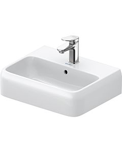Duravit Qatego Handwaschbecken 0746452000 45x35cm, mit Hahnloch, Überlauf, Hahnlochbank, weiß Hochglanz HygieneGlaze