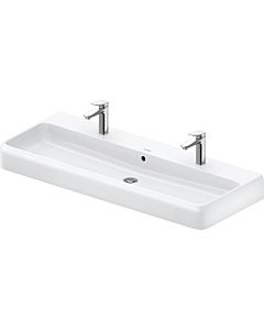 Duravit Qatego countertop double washbasin 2382120026 120x47cm, with 2 tap holes, overflow, tap hole bank, ground, white high gloss