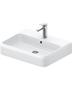 Duravit Qatego vasque à poser 2382602027 60 x 47 cm, blanc brillant HygieneGlaze, avec trou pour robinetterie, trop-plein, banc pour robinetterie, sol