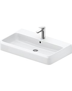 Duravit Qatego vasque à poser 2382802027 80 x 47 cm, blanc brillant HygieneGlaze, avec trou pour robinetterie, trop-plein, banc pour robinetterie, sol