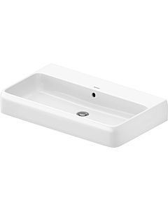 Duravit Qatego vasque à poser 2382802028 80 x 47 cm, blanc brillant HygieneGlaze, sans trou pour robinetterie, avec trop-plein, banc avec trou pour robinetterie, sol