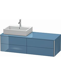 Duravit XSquare Meuble sous lavabo XS4913L4747 140x40x54,8cm, 4 tiroirs, à gauche, Stone Blue très brillant