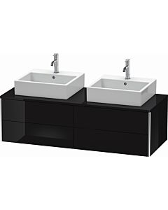 Duravit XSquare Meuble sous lavabo XS4916B4040 140x40x54,8cm, 4 tiroirs, double face, noir brillant