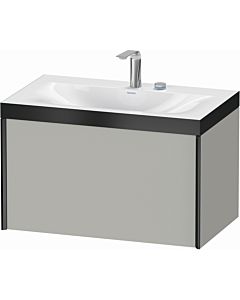 Duravit XViu vanity unit XV4610EB207P 80x48cm, 2000 pull-out, 2 tap holes, matt black, Rahmen P, matt concrete gray