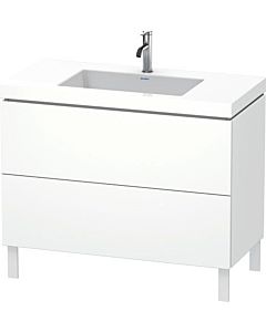Duravit L-Cube vanity unit LC6938O1818 100 x 48 cm, 2000 tap hole, matt white, 2 pull-outs, floor-standing